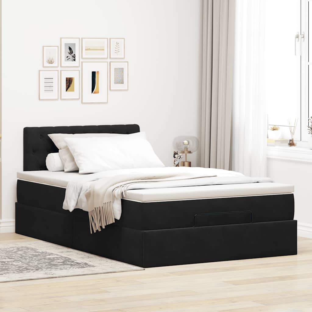 vidaXL Bed poef met matras 120x190 cm fluweel zwart afbeelding