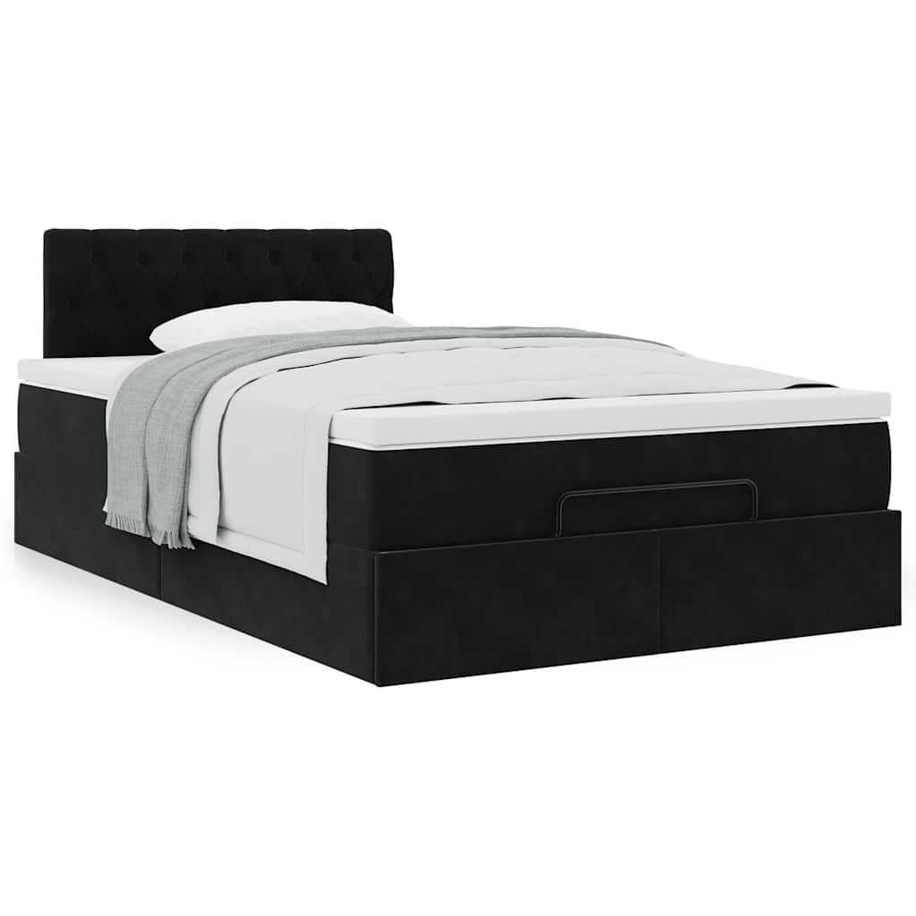 vidaXL Ottoman-Bett mit Matratze Schwarz 120x190 cm Samt