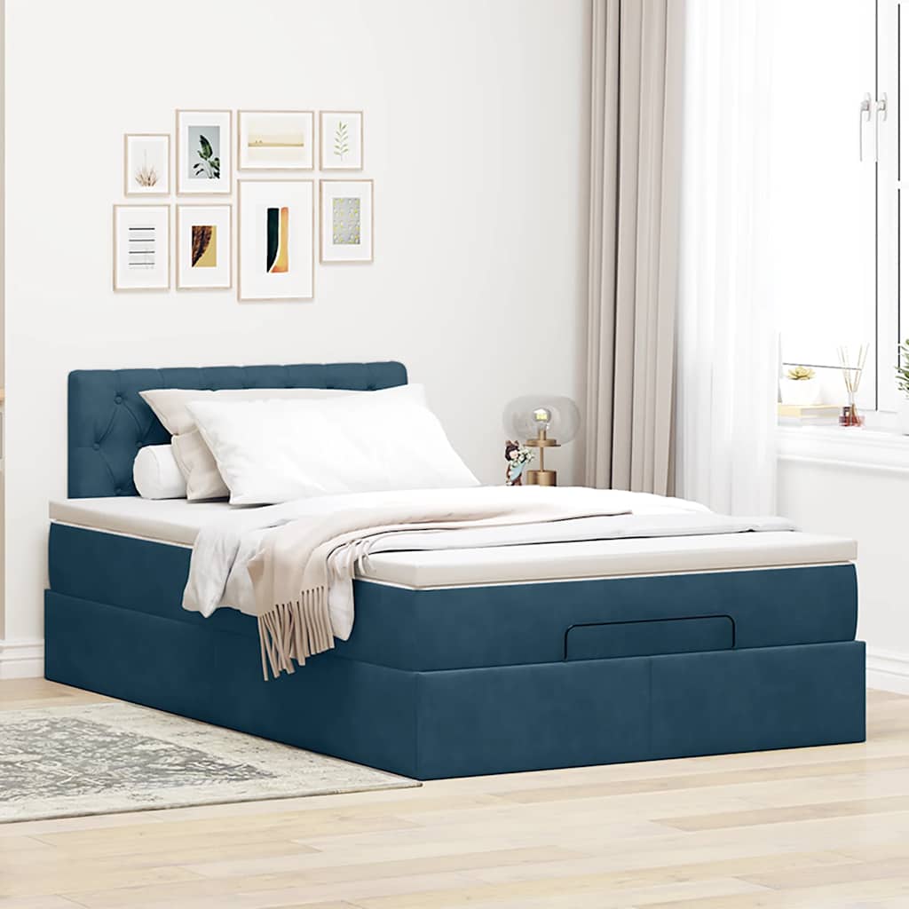 Thumbnail - vidaXL Ottoman-Bett mit Matratze Dunkelblau 120x190 cm Samt