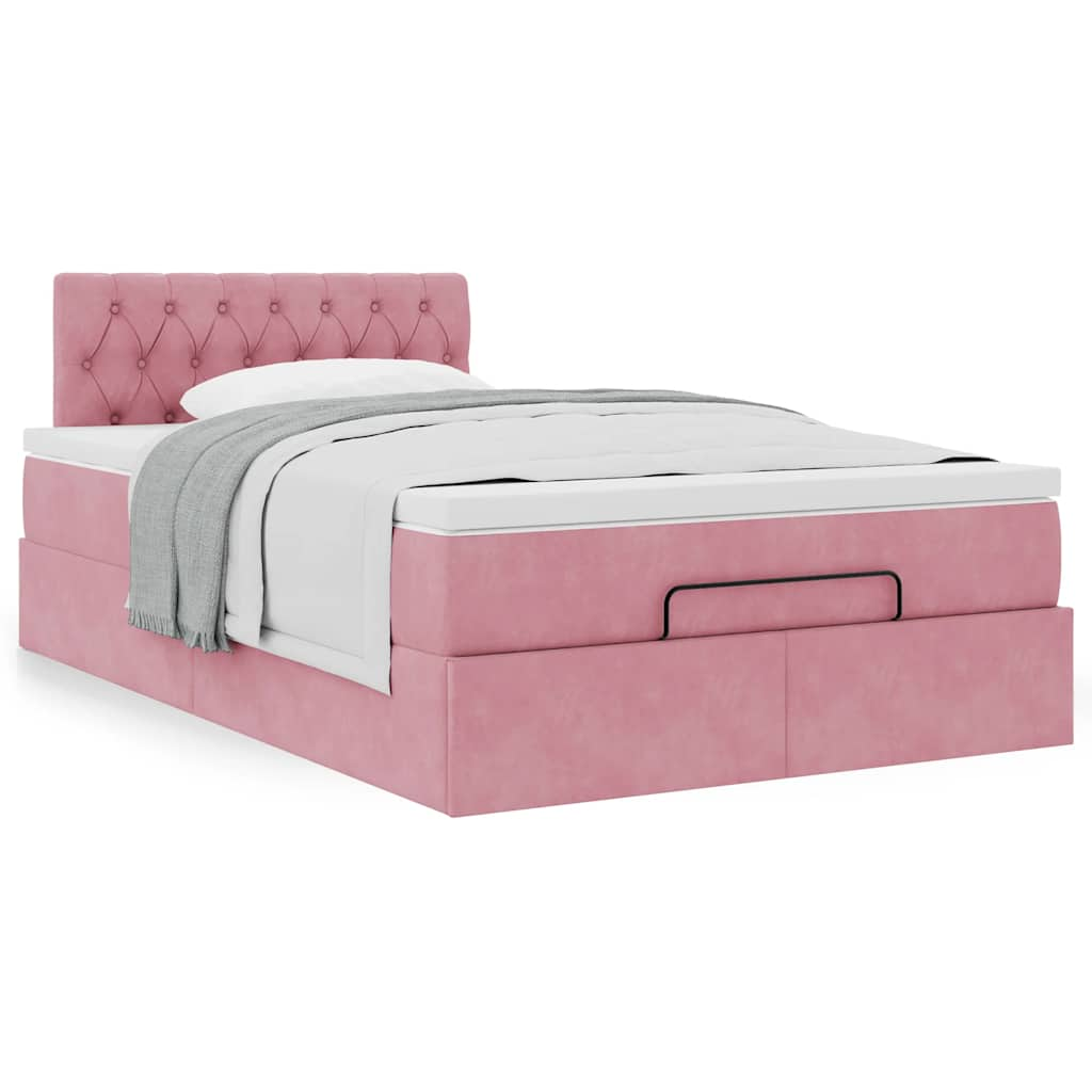 Ottoman-Bett mit Matratze Rosa 120×190 cm Samt