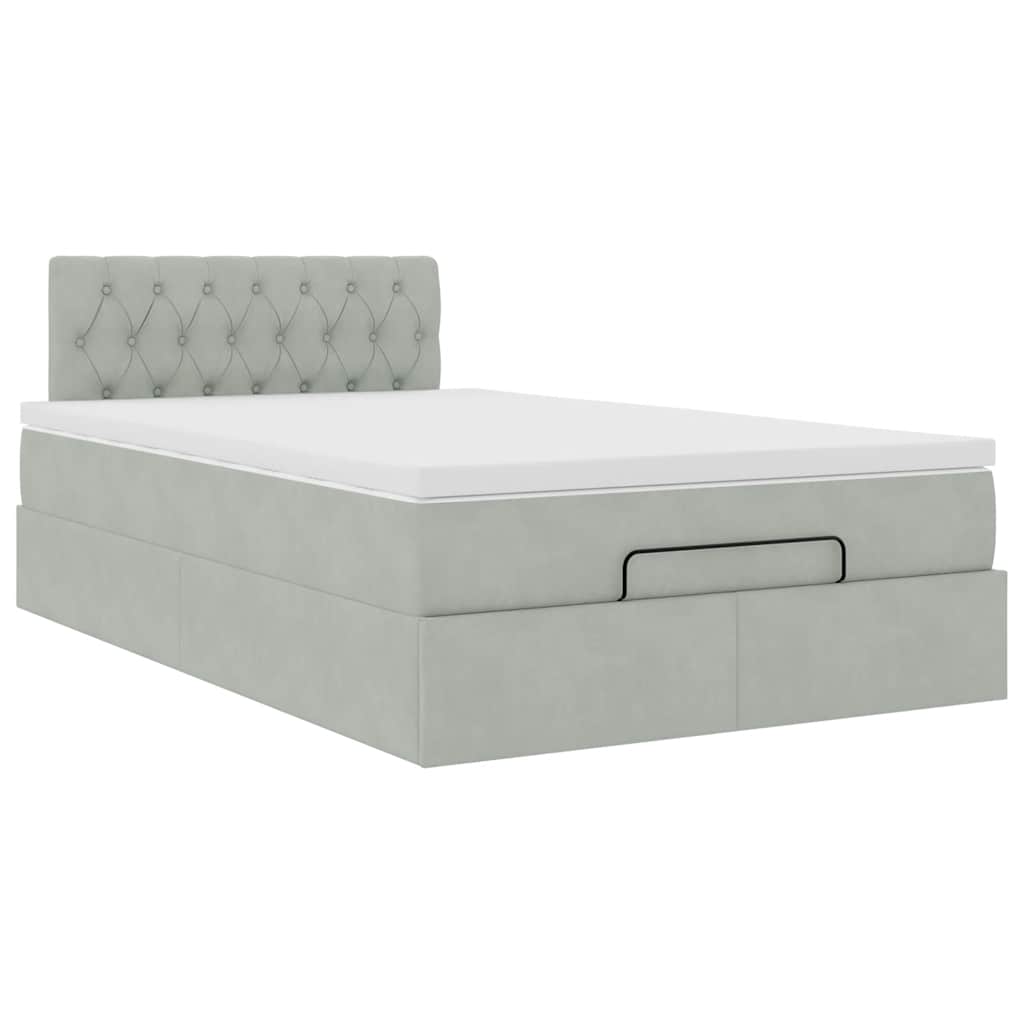 vidaXL Ottoman bed met matras 120x200 cm fluweel lichtgrijs grijs, foto 4