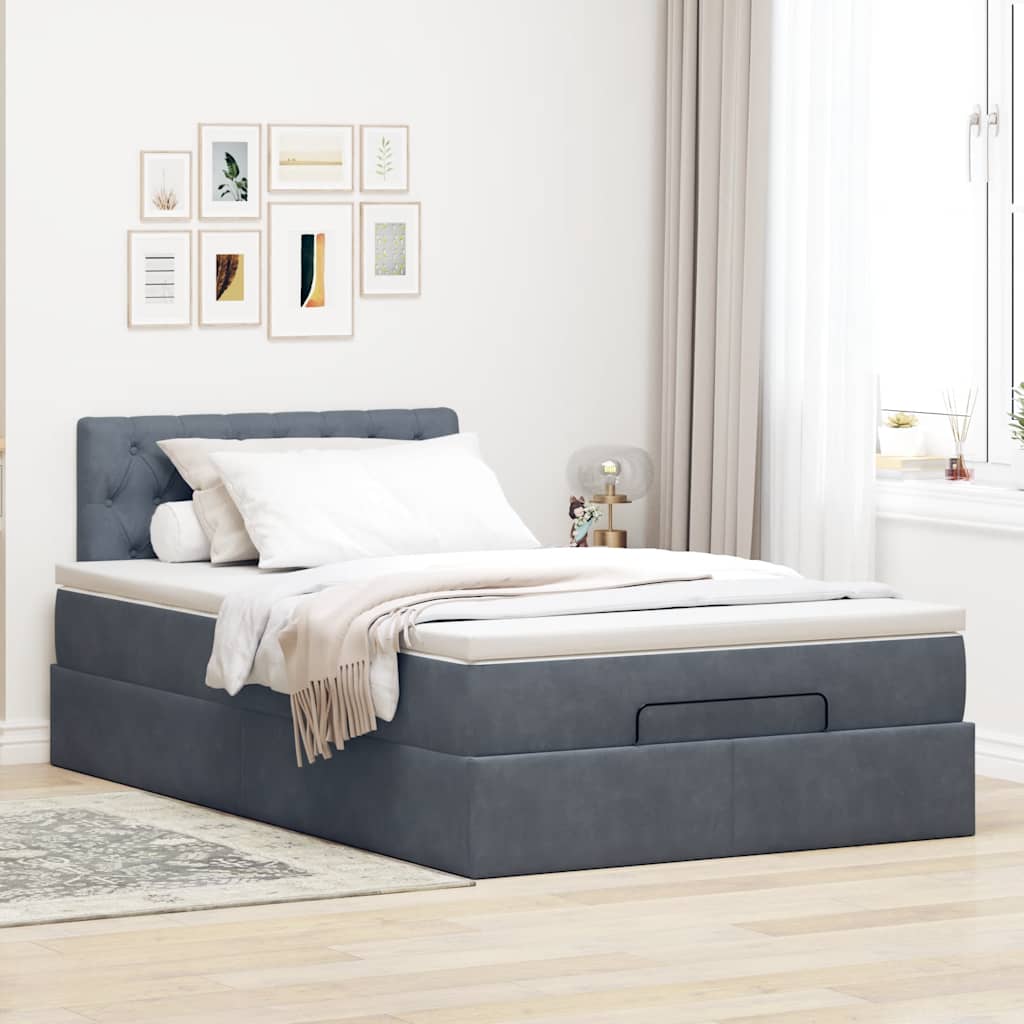 vidaXL Ottoman bed met matras 120x200cm fluweel donkergrijs grijs, foto 2
