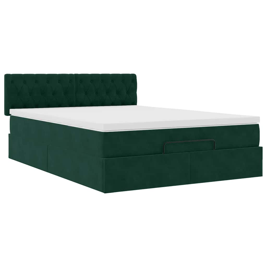 vidaXL Ottoman bed met matras 140x190cm fluweel donkergroen groen, foto 4