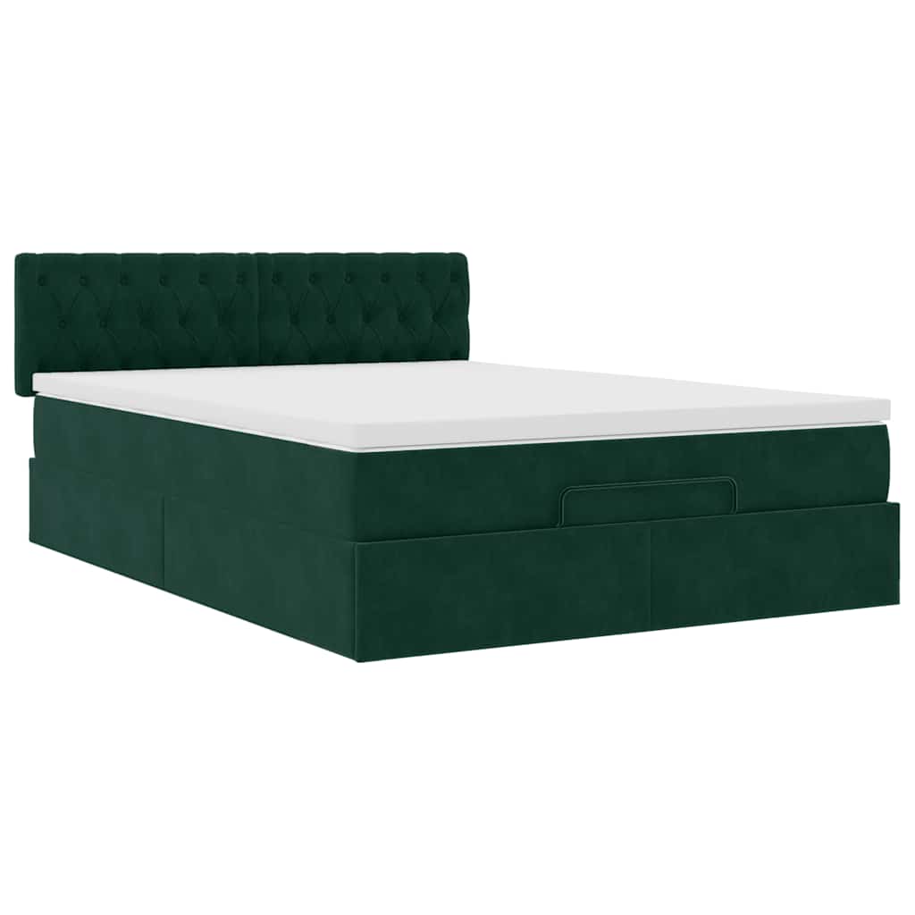 vidaXL Ottoman bed met matras 140x200cm fluweel donkergroen groen, foto 4