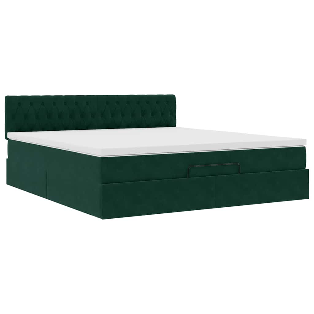 vidaXL Ottoman bed met matras 160x200cm fluweel donkergroen groen, foto 4