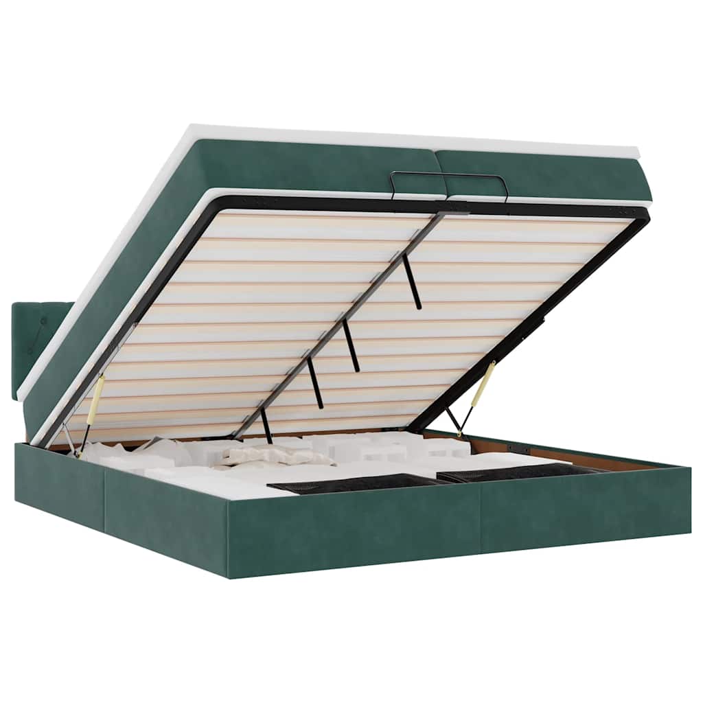 vidaXL Osmanský rám postele s matrací tmavě zelená 200x200 cm samet
