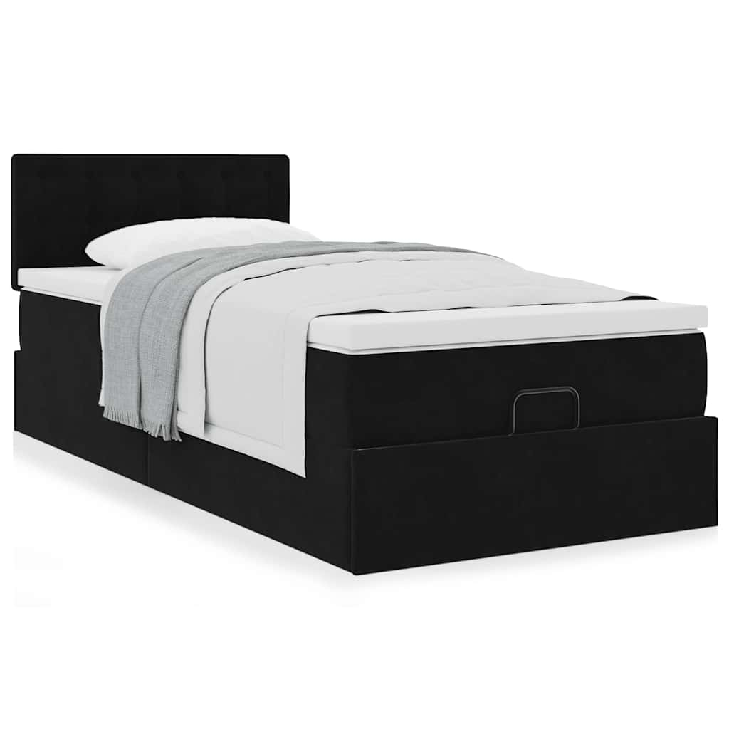 vidaXL Ottoman-Bett mit Matratze Schwarz 80x200 cm Samt