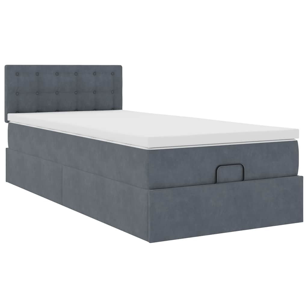 vidaXL Ottoman bed met matras 90x190cm fluweel donkergrijs grijs, foto 4