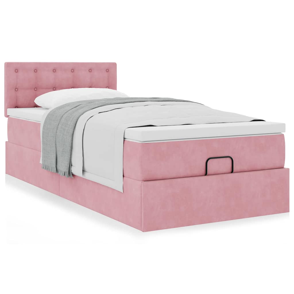 vidaXL Ottoman bed met matras 90x190cm fluweel roze, foto 4