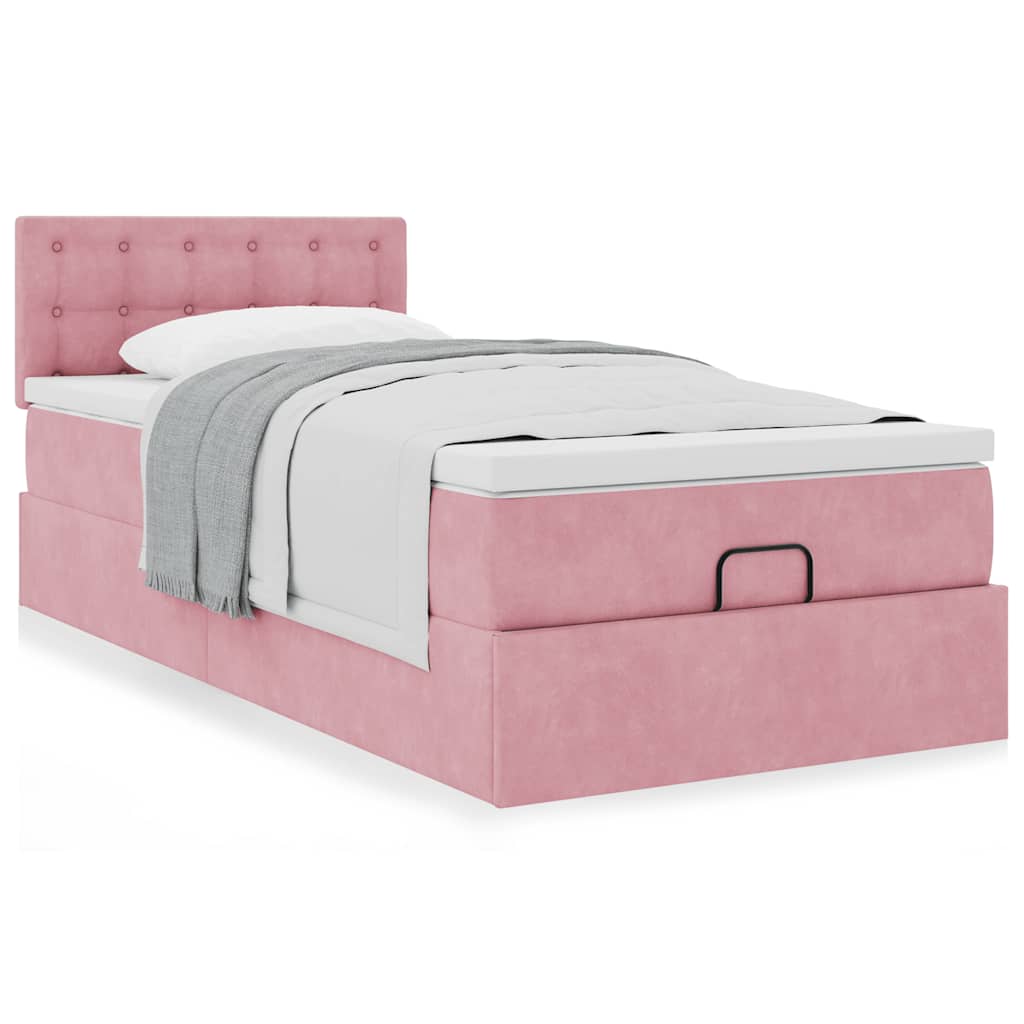 Ottoman-Bett mit Matratze Rosa 90×190 cm Samt