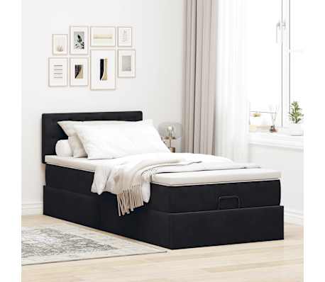 vidaXL Ottoman bed met matras 90x200cm fluweel zwart