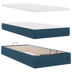 Osmanský rám postele s matrací tmavě modrá 90x200cm samet - obrázek 8