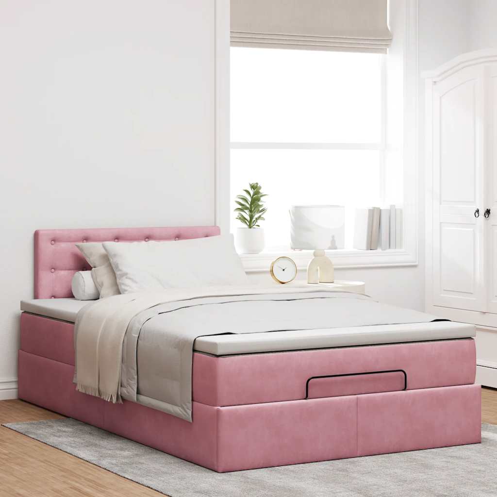 Thumbnail - vidaXL Ottoman-Bett mit Matratze Rosa 120x190 cm Samt