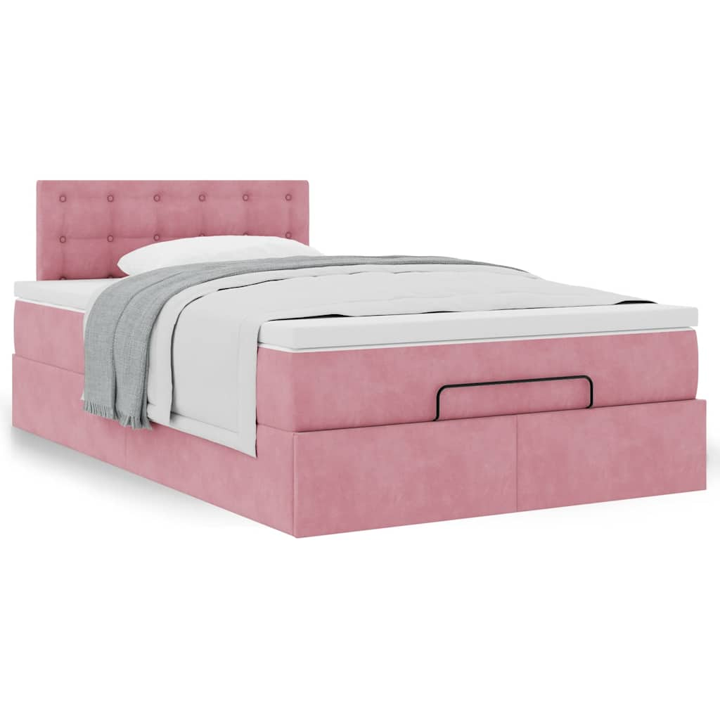 Ottoman-Bett mit Matratze Rosa 120×190 cm Samt