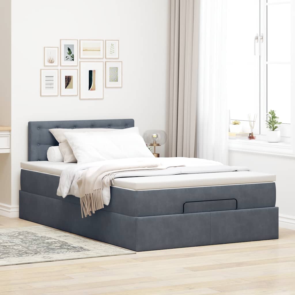 vidaXL Ottoman bed met matras 120x200cm fluweel donkergrijs afbeelding