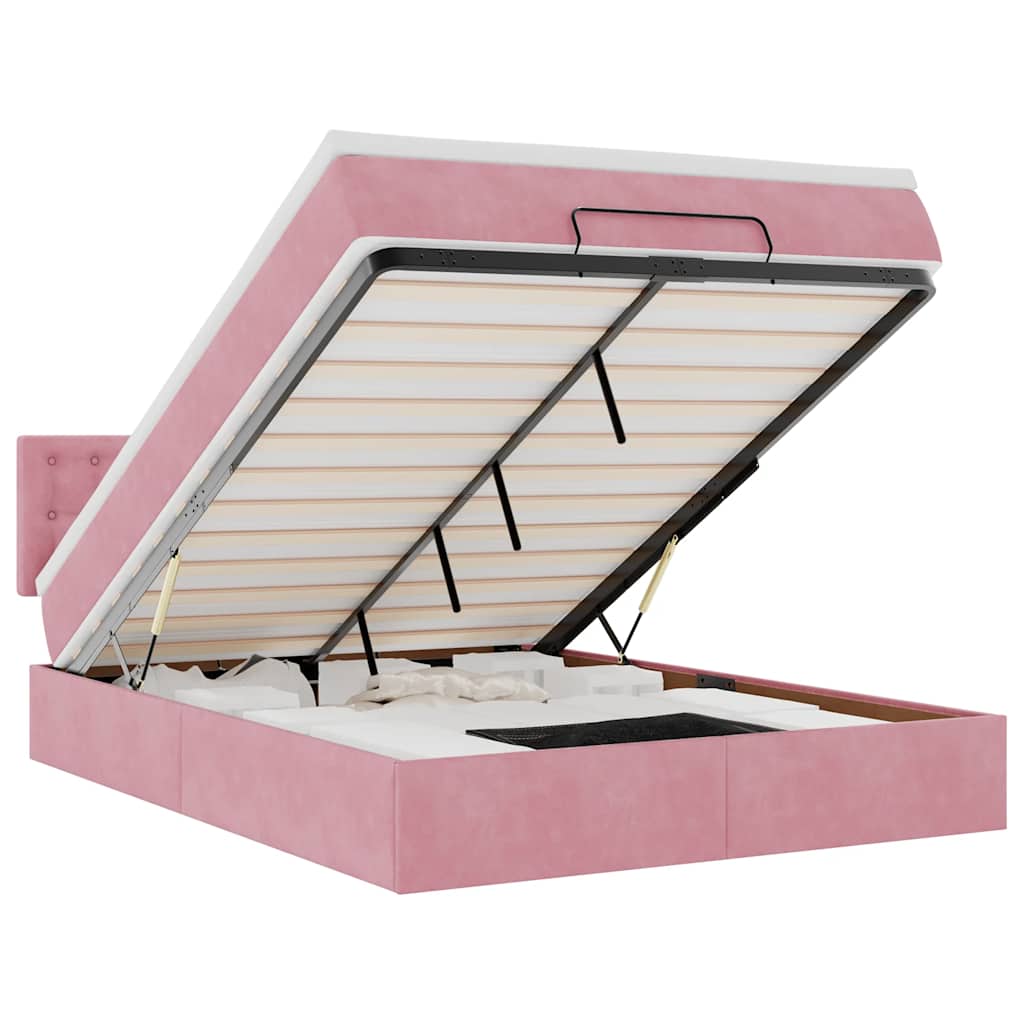 Thumbnail - vidaXL Ottoman-Bett mit Matratze Rosa 140x190 cm Samt