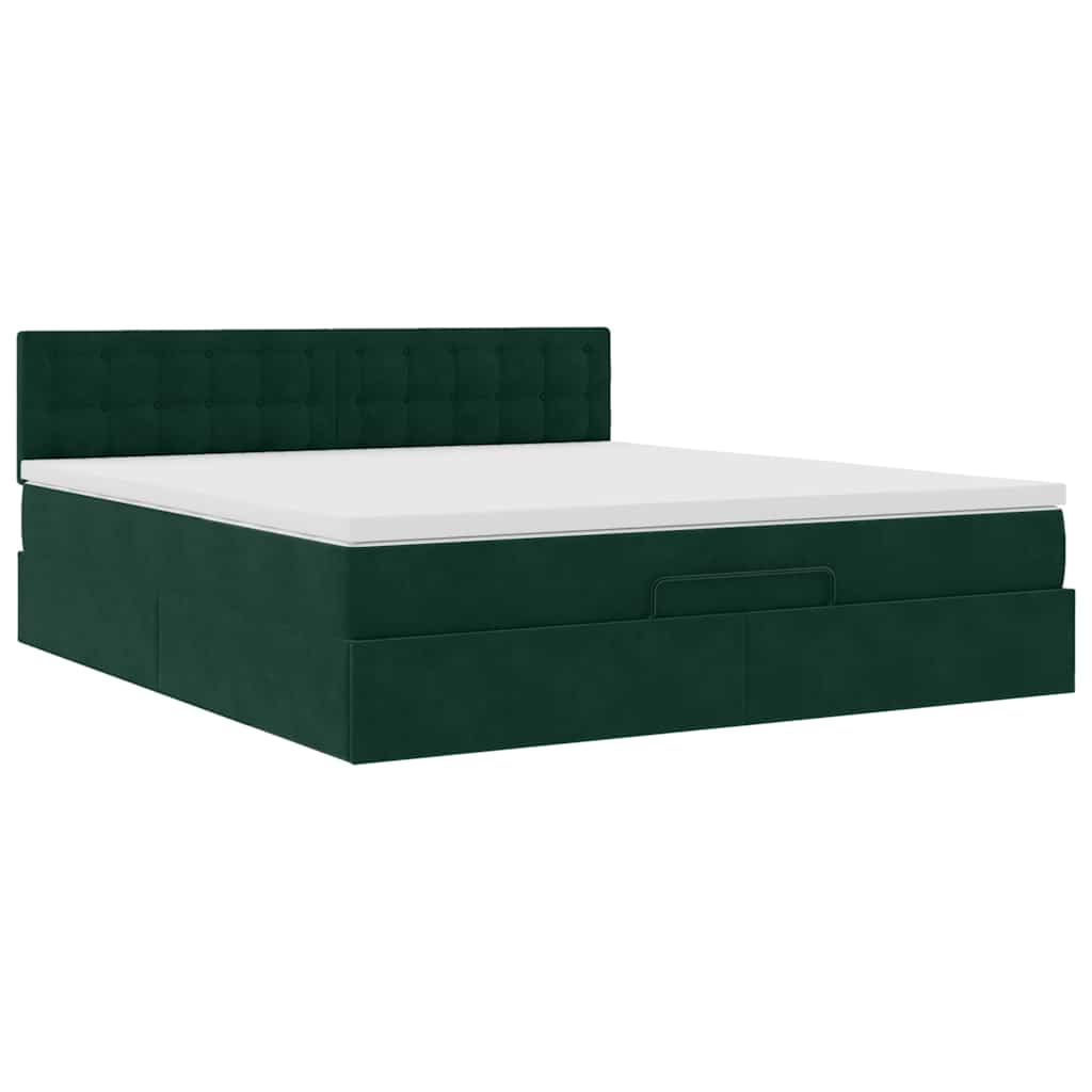 vidaXL Ottoman bed met matras 180x200 cm fluweel donkergroen groen, foto 4
