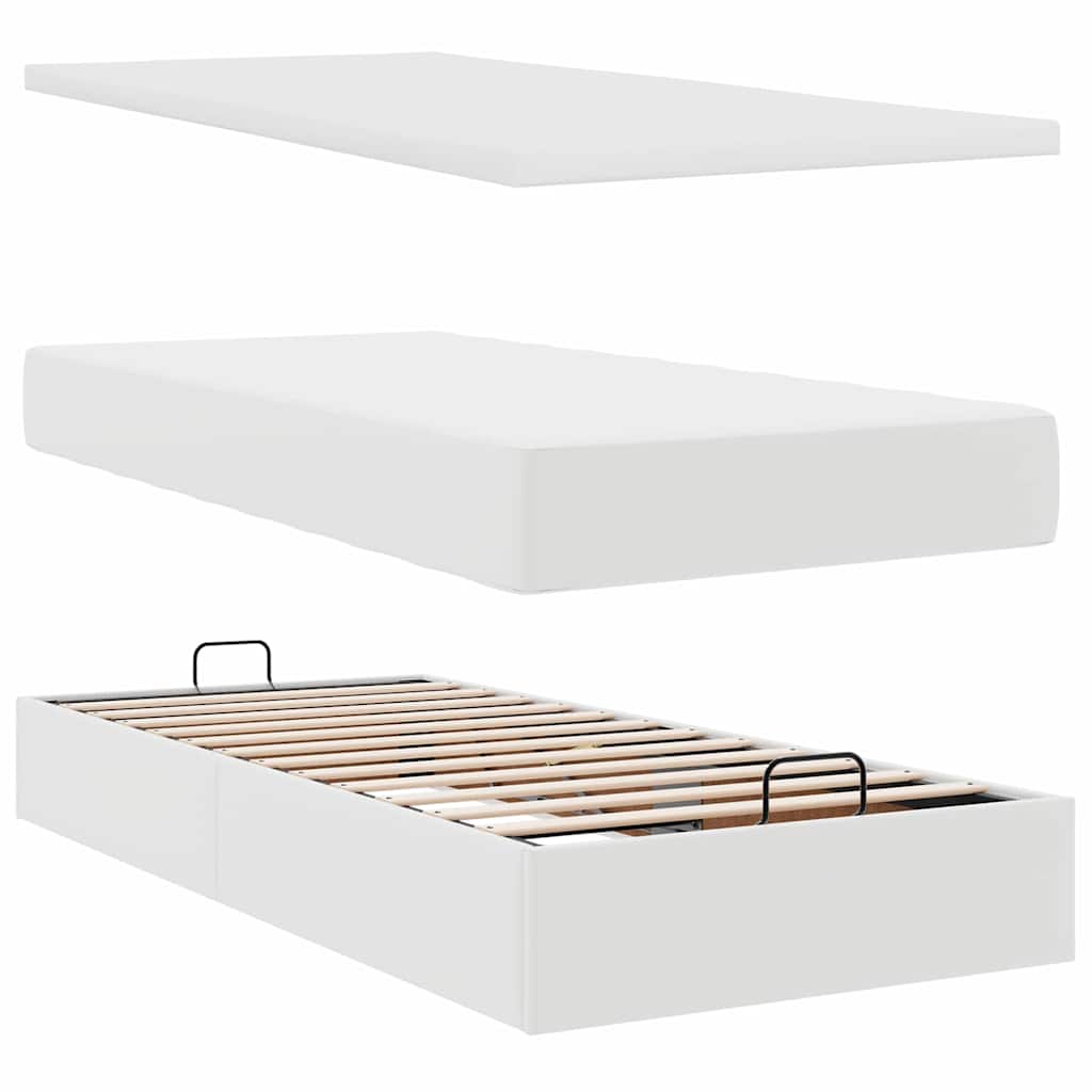 Osmanský rám postele s matrací bílý 160x200cm umělá kůže - obrázek 8