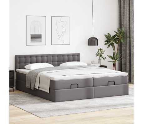 VidaXL Cadre de lit ottoman avec matelas gris 160x200 cm similicuir