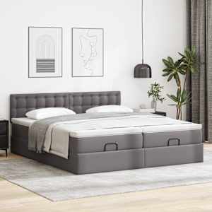 VidaXL Cadre de lit ottoman avec matelas gris 160x200 cm similicuir