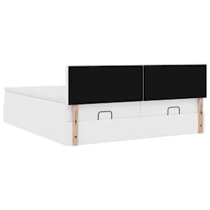 Osmanský rám postele s matrací bílý 180x200cm umělá kůže - obrázek 10