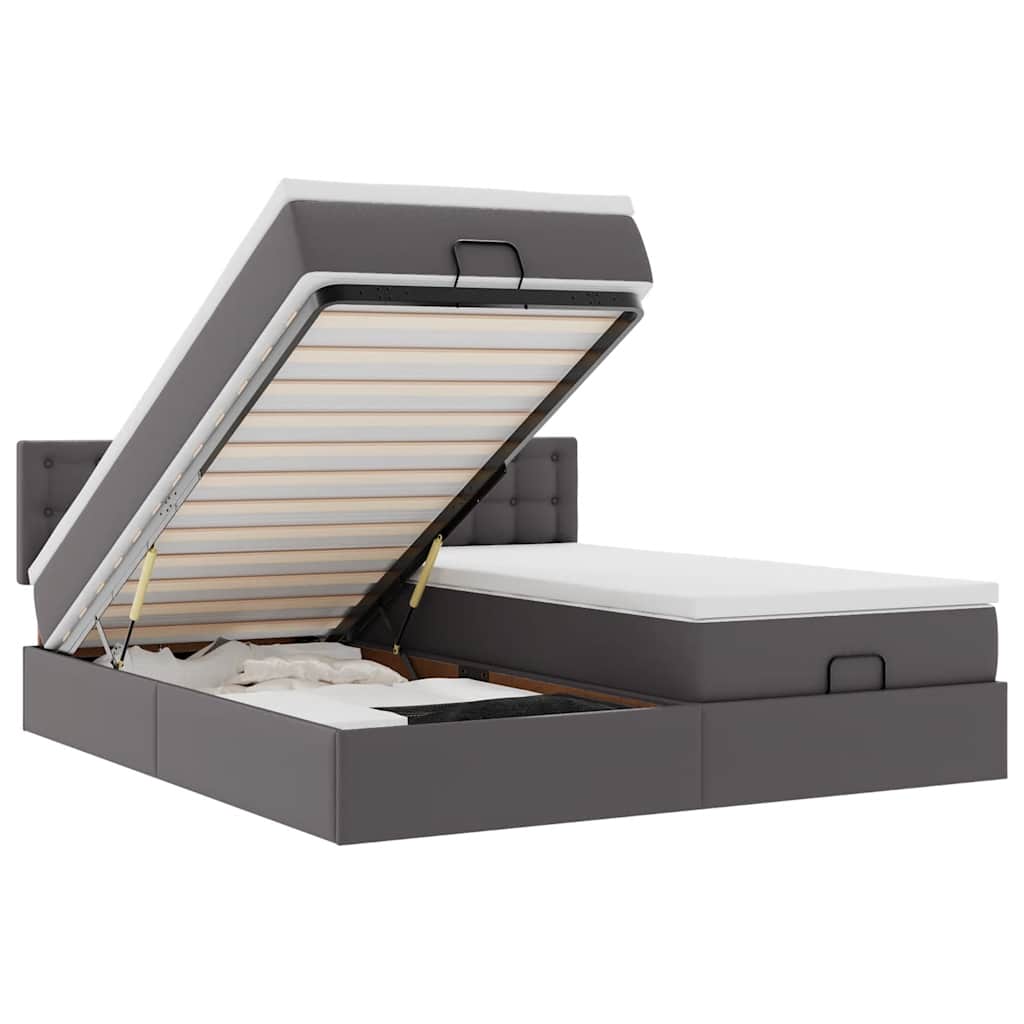 Thumbnail - vidaXL Ottoman-Bett mit Matratzen Grau 180x200 cm Kunstleder