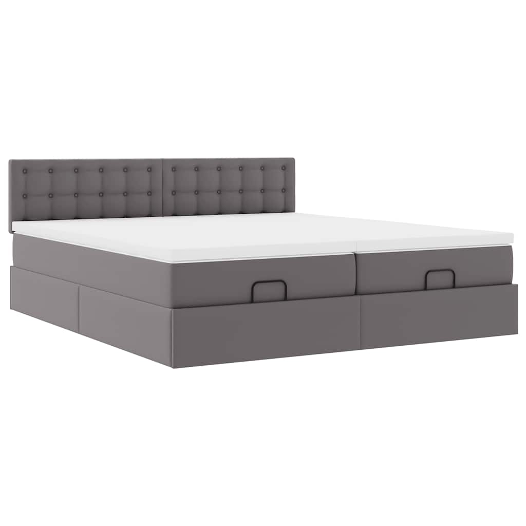vidaXL Ottoman bed met matrassen 180x200cm kunstleer grijs, foto 4
