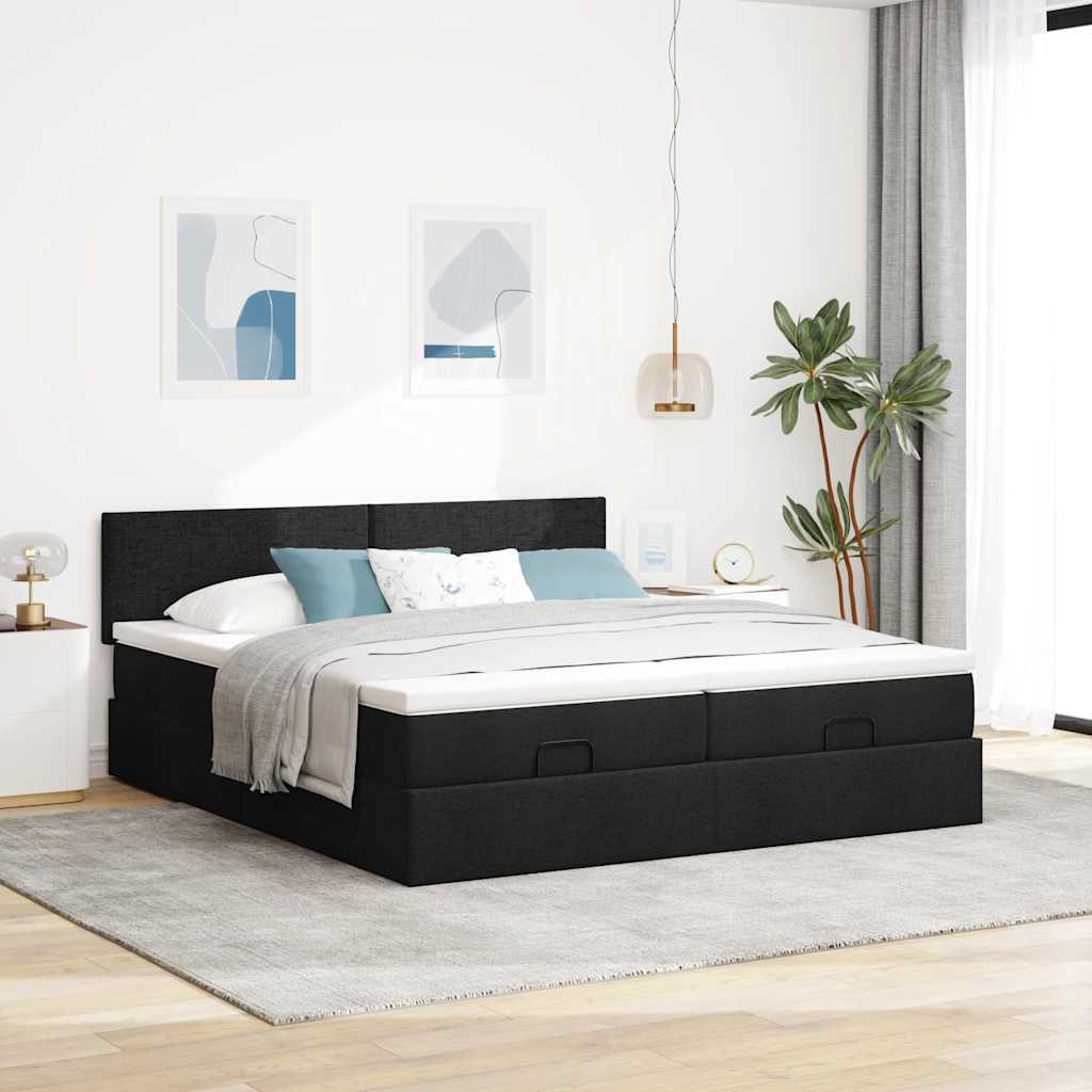 Thumbnail - vidaXL Ottoman-Bett mit Matratzen Schwarz 160x200 cm Stoff