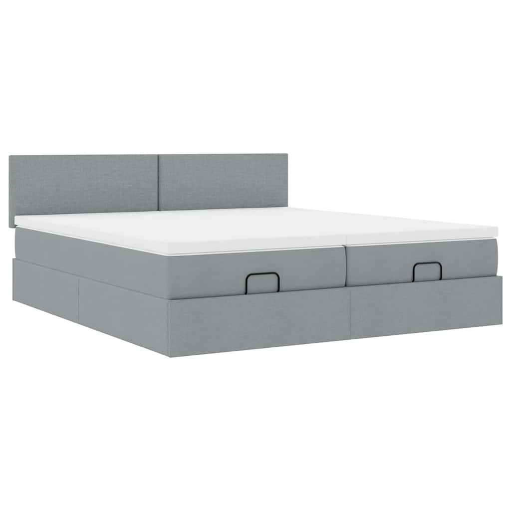vidaXL Ottoman bed met matrassen 180x200cm stof lichtgrijs grijs, foto 4