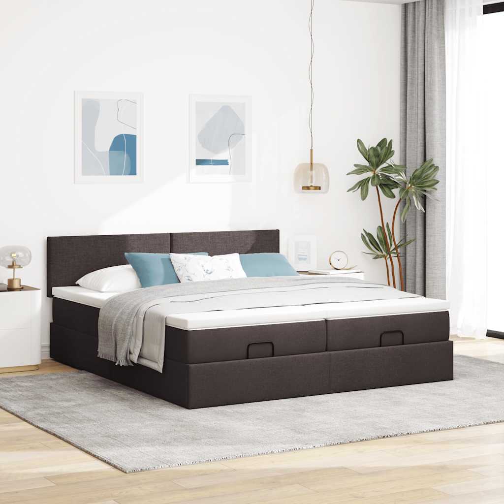 vidaXL Ottoman bed met matrassen 180x200cm stof donkerbruin bruin, foto 2