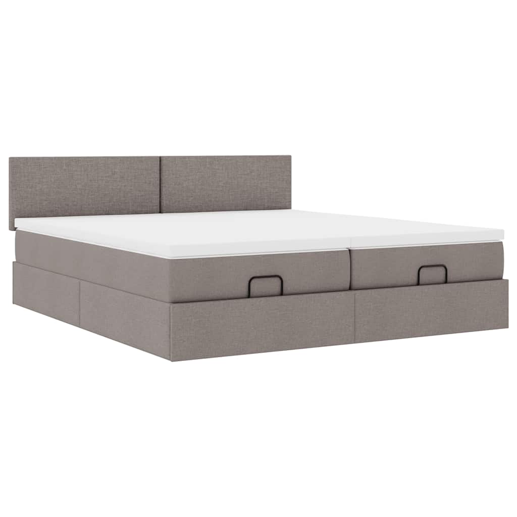 vidaXL Ottoman bed met matrassen 200x200cm stof taupe, foto 4