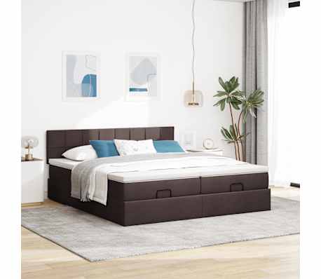 vidaXL Okvir kreveta s madracima tamnosmeđi 160x200cm tkanine