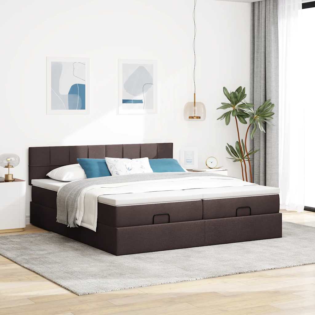 vidaXL Ottoman bed met matrassen 180x200cm stof donkerbruin afbeelding