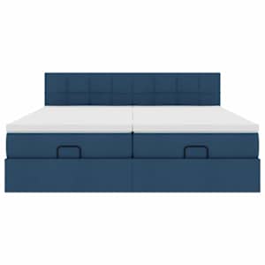 Osmanský rám postele s matracíes modrá 180x200cm textil - obrázek 7
