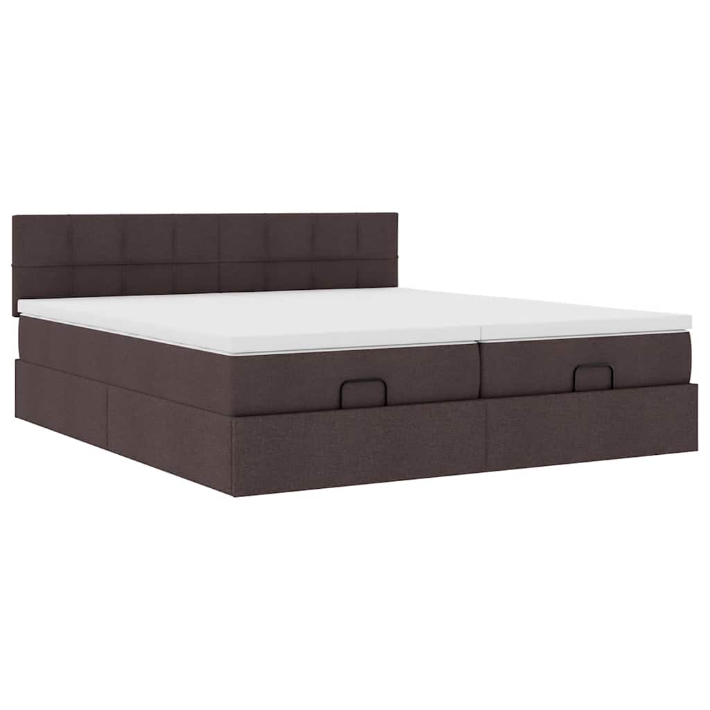 vidaXL Ottoman bed met matrassen 200x200cm stof donkerbruin bruin, foto 4