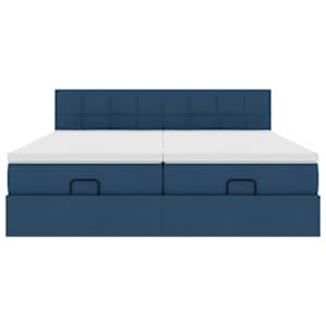 Osmanský rám postele s matracíes modrá 200x200cm textil - obrázek 7