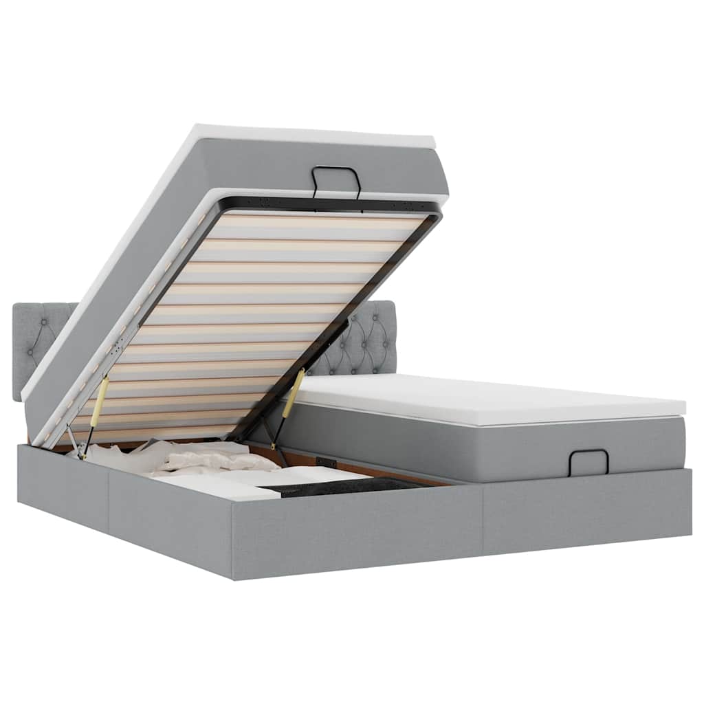 vidaXL Okvir kreveta s madracima svijetlosivi 180x200cm tkanine-image-3312015