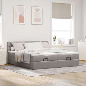 Osmanský rám postele s matrací taupe 180x200cm textil - obrázek 3