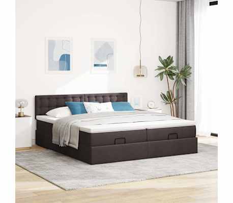 VidaXL Cadre de lit ottoman avec matelas marron fonc&eacute; 160x200 cm tissu