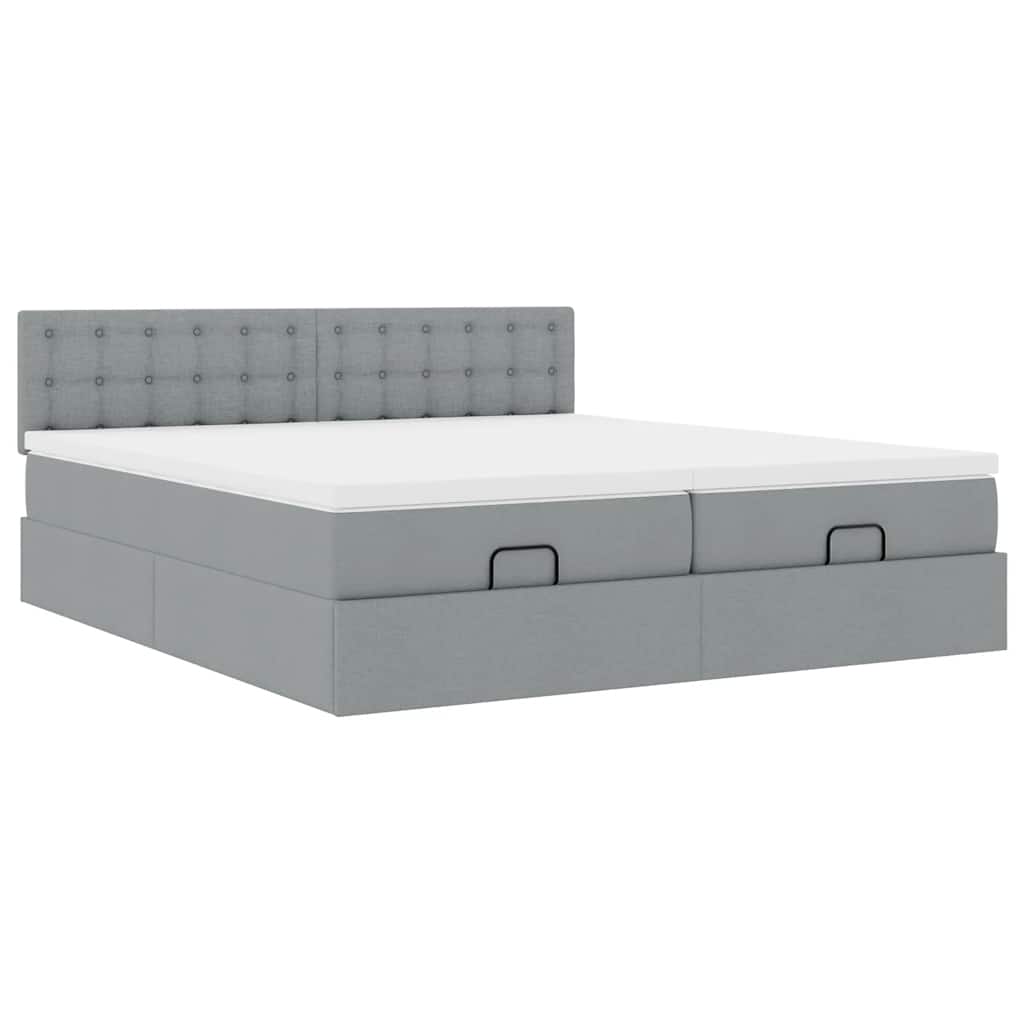 vidaXL Ottoman bed met matrassen 180x200cm stof lichtgrijs grijs, foto 4