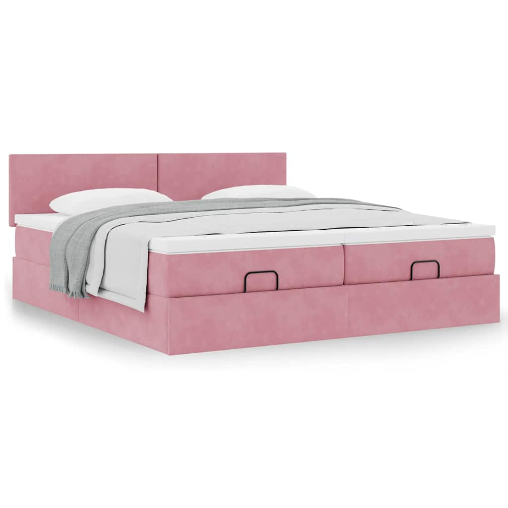 Ottoman-Bett mit Matratzen Rosa 200×200 cm Samt