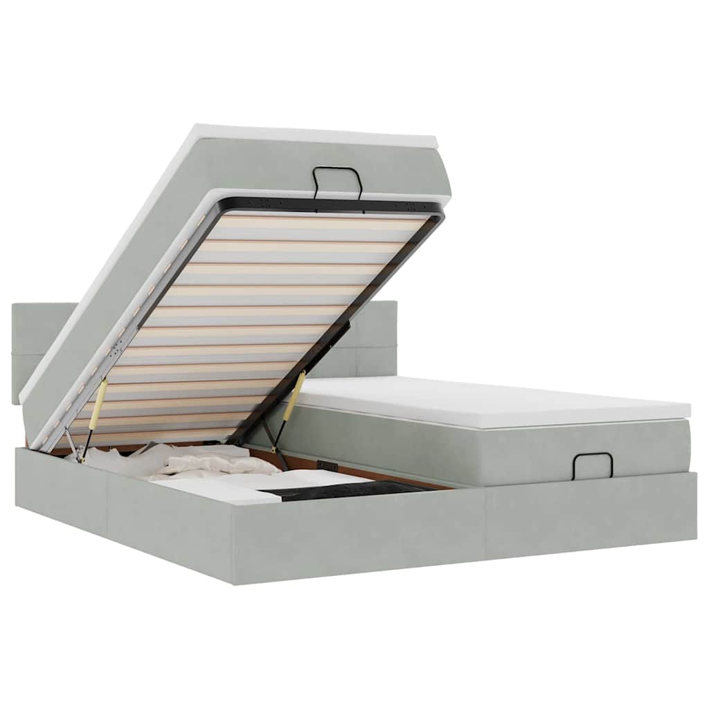 Thumbnail - vidaXL Ottoman-Bett mit Matratzen Hellgrau 160x200 cm Samt