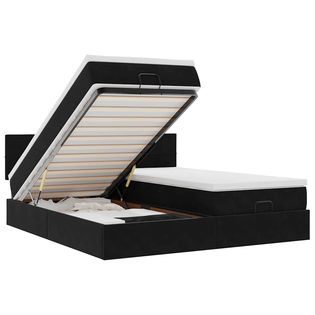 Thumbnail - vidaXL Ottoman-Bett mit Matratzen Schwarz 160x200 cm Samt
