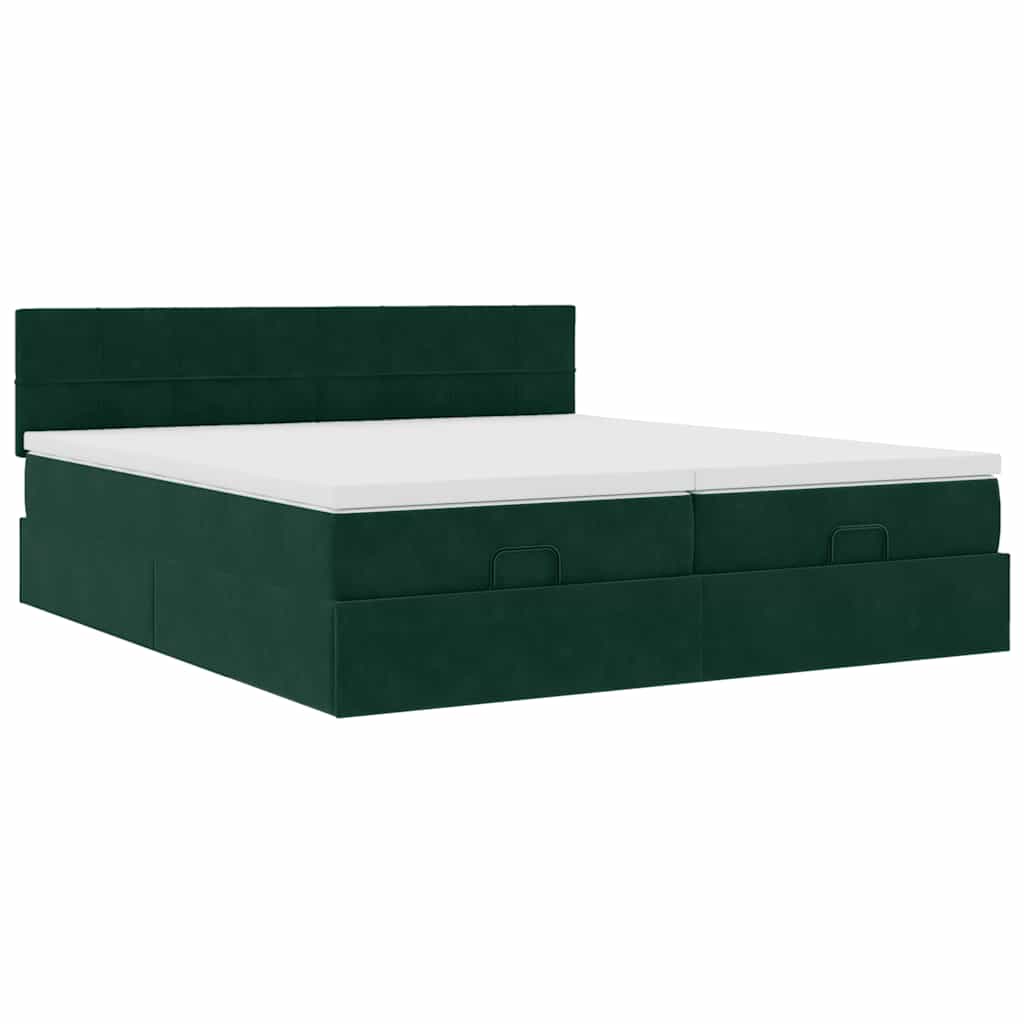 vidaXL Ottoman bed met matrassen 160x200cm fluweel donkergroen groen, foto 4
