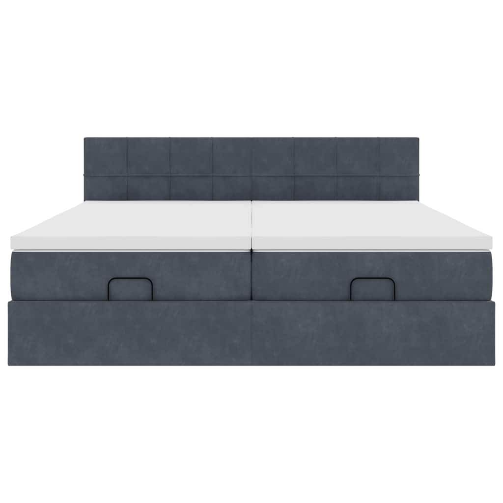 vidaXL Ottoman bed met matrassen 200x200cm fluweel donkergrijs grijs, foto 4