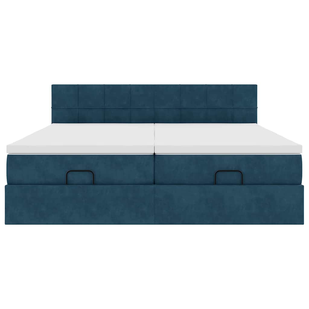 vidaXL Ottoman bed met matrassen 200x200cm fluweel donkerblauw blauw, foto 4