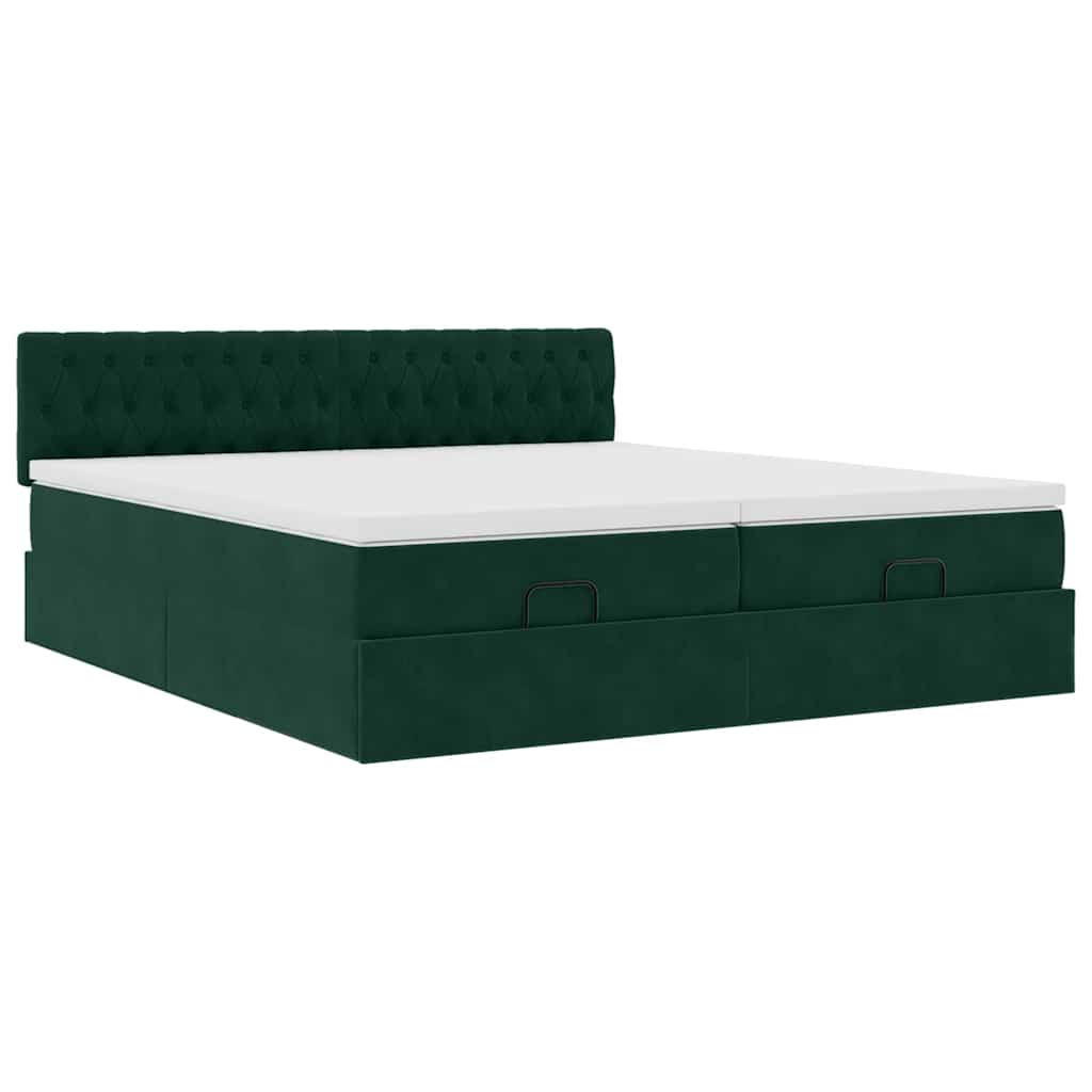 vidaXL Ottoman bed met matrassen 160x200cm fluweel donkergroen groen, foto 4