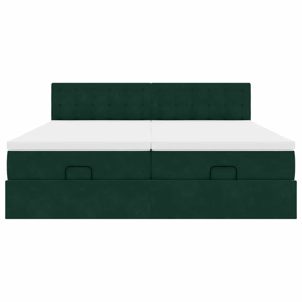 vidaXL Ottoman bed met matrassen 160x200cm fluweel donkergroen groen, foto 4