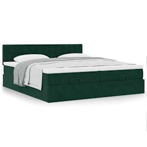Osmanský rám postele s matrací tmavě zelená 200x200cm samet - obrázek 4