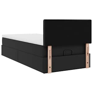Osmanský rám postele s matrací černá 90x200cm umělá kůže - obrázek 10